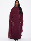 Ensemble robe en satin épais et cape en voile irrisé