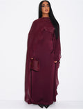 Ensemble robe en satin épais et cape en voile irrisé