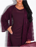 Ensemble robe manches longues et kimono en dentelle