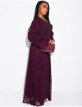 Ensemble robe manches longues et kimono en dentelle