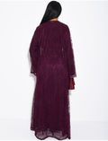 Ensemble robe manches longues et kimono en dentelle
