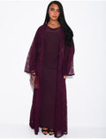 Ensemble robe manches longues et kimono en dentelle