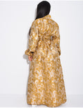Ensemble kimono brocard ceinturé et sous robe manches longues