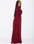 Ensemble sous robe sans manche et kimono à empiècement brocard ceinturé