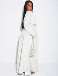 Ensemble robe style caftan à empiècements transparents & strass