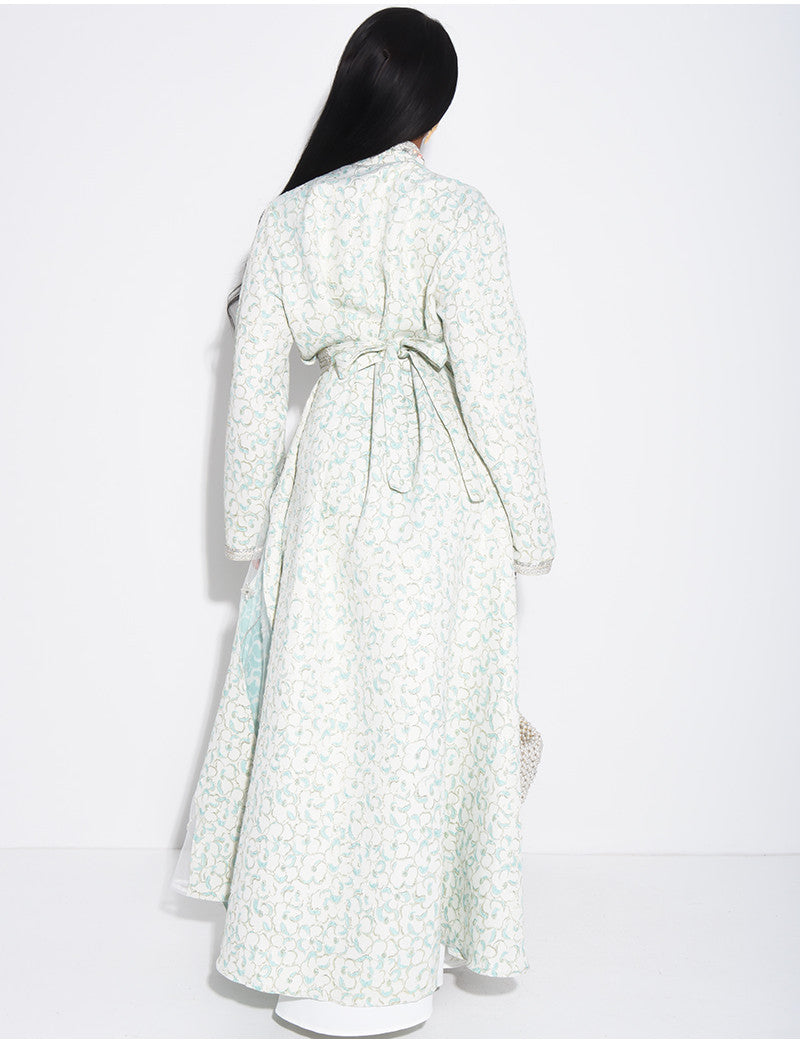 Ensemble robe style caftan à empiècements transparents & strass