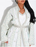 Ensemble robe style caftan à empiècements transparents & strass