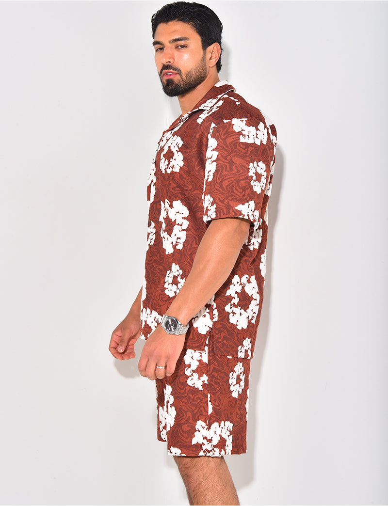 Ensemble short et chemise à fleurs