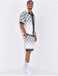 Ensemble short et chemise à motifs coeurs