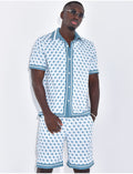 Ensemble short et chemise à motifs géométriques