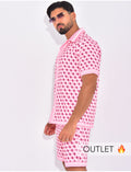 Ensemble short et chemise à motifs géométriques