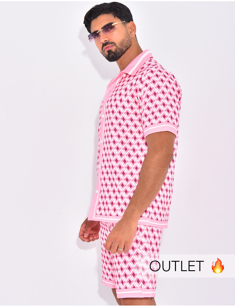 Ensemble short et chemise à motifs géométriques