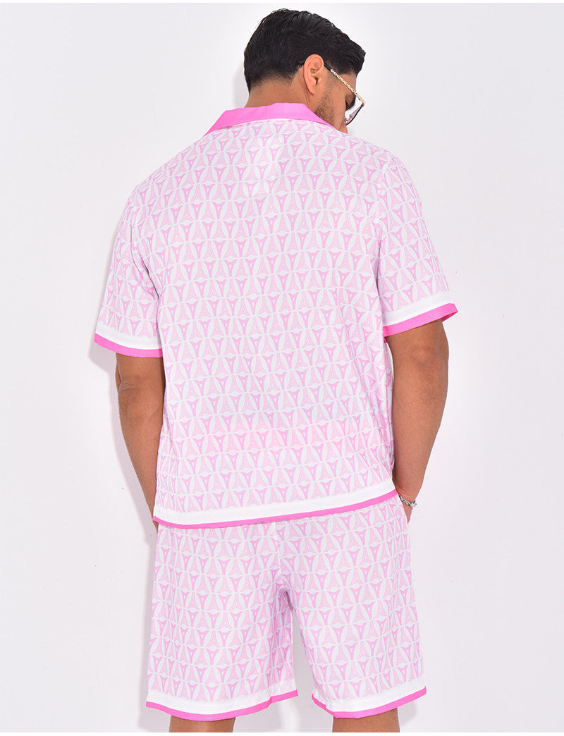 Ensemble short et chemise à motifs tour Eiffel