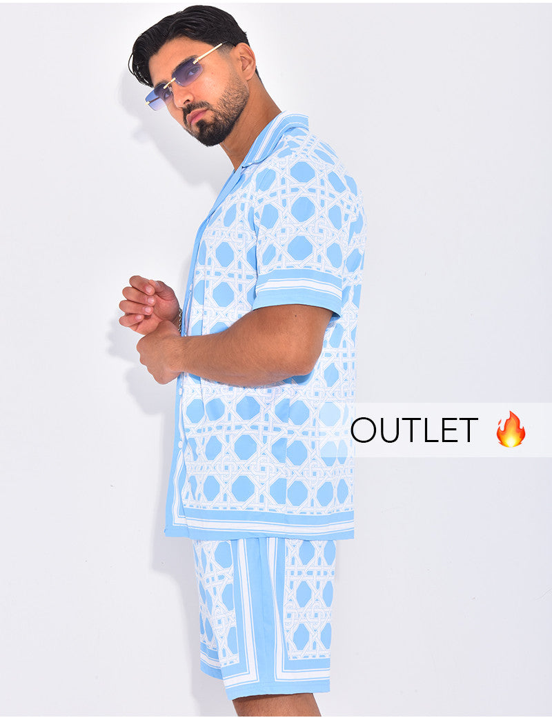 Ensemble short et chemise à motifs