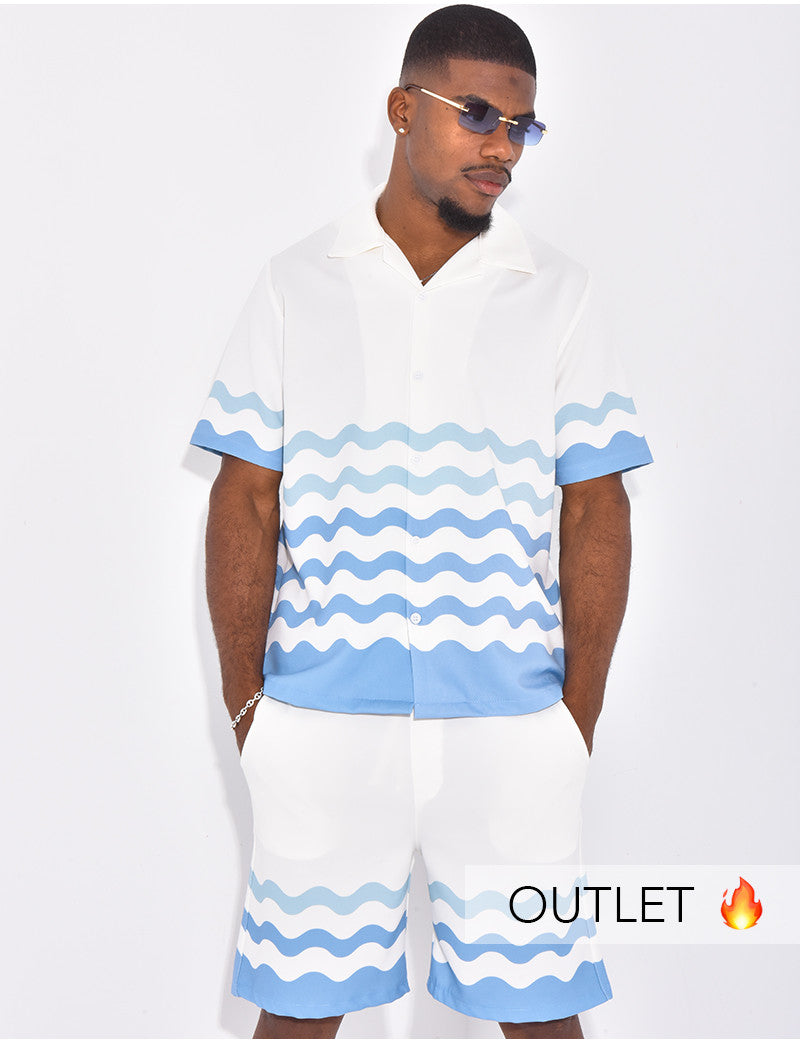 Ensemble short et chemise à motifs