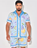 Ensemble short et chemise à motifs