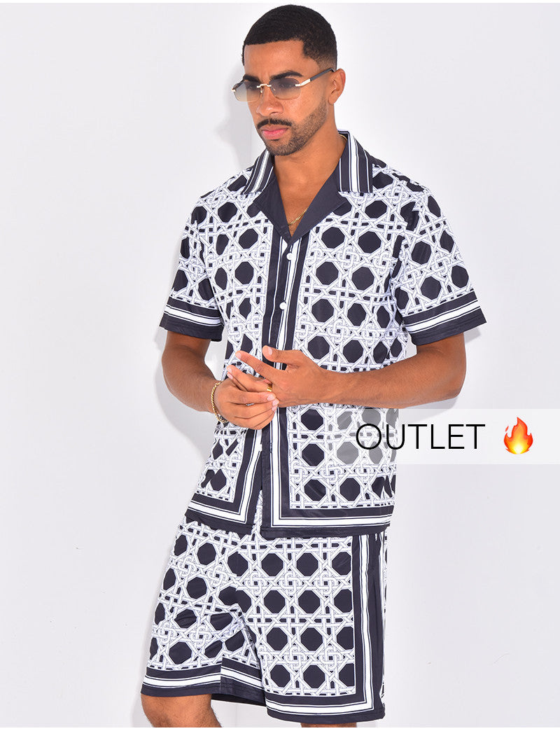 Ensemble short et chemise à motifs