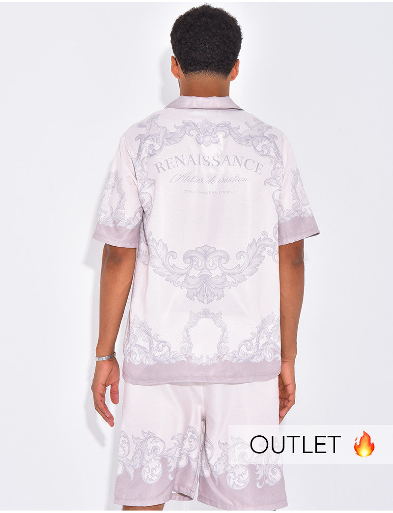 Ensemble short et chemise à motifs