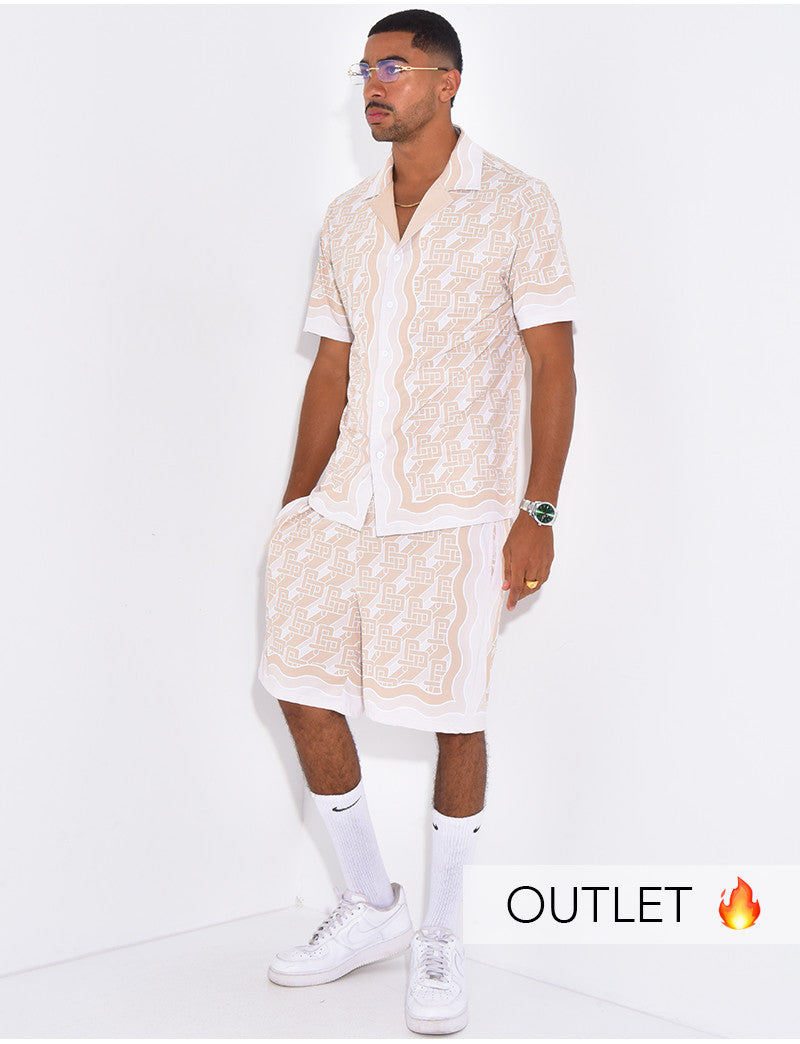 Ensemble short et chemise à motifs