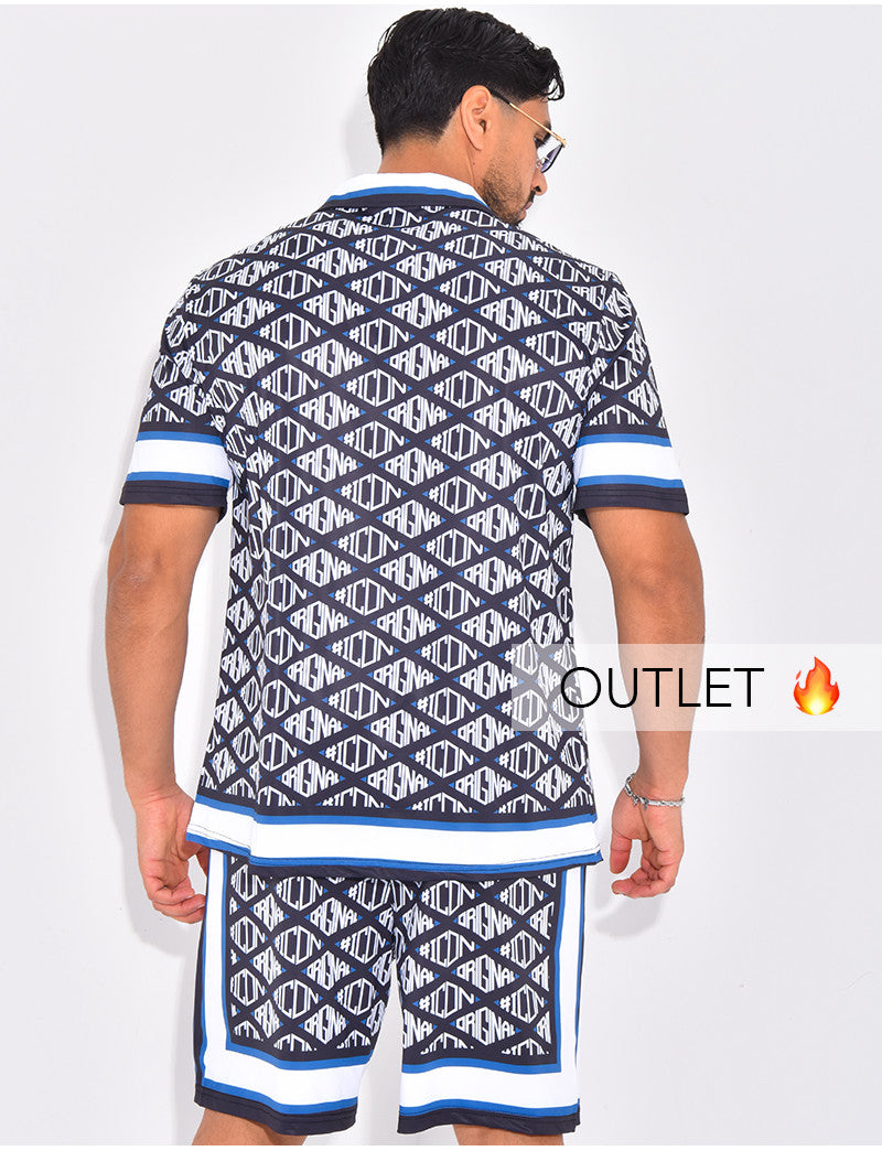 Ensemble short et chemise à motifs