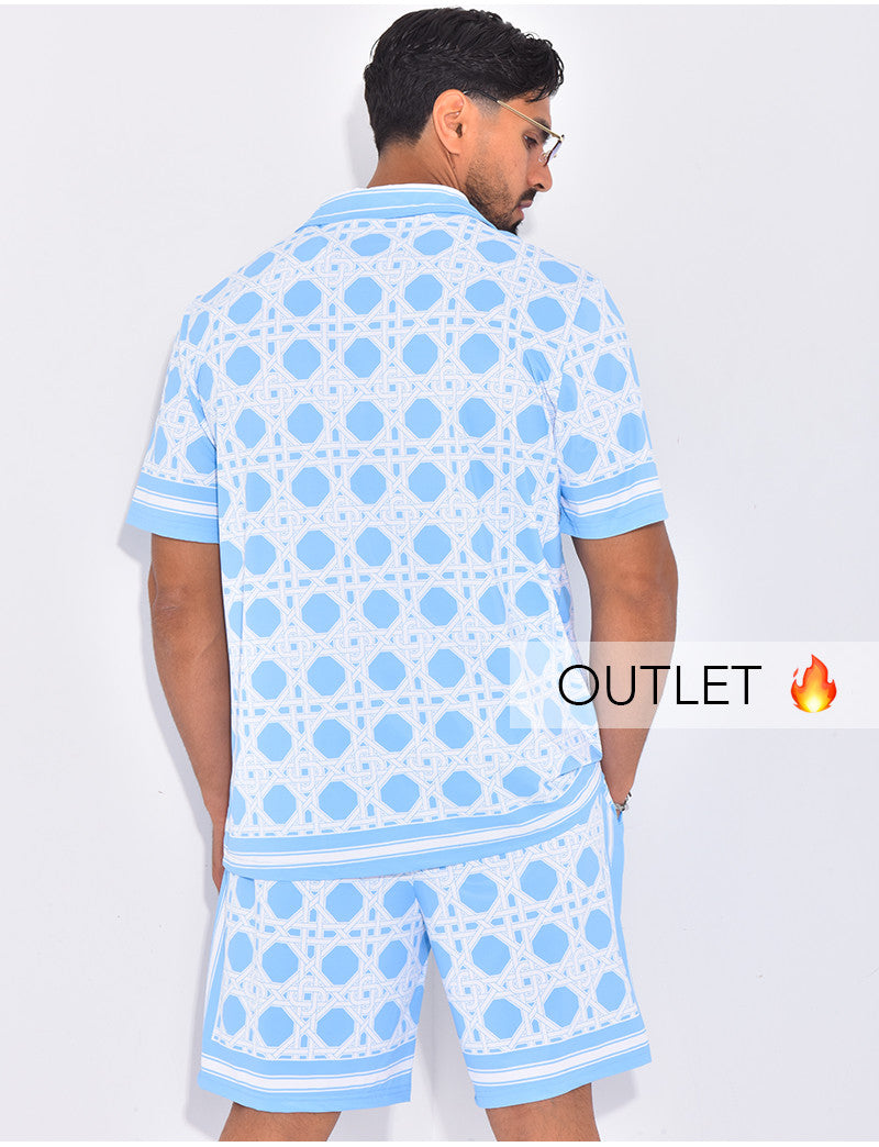 Ensemble short et chemise à motifs