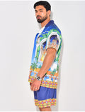 Ensemble short et chemise à motifs