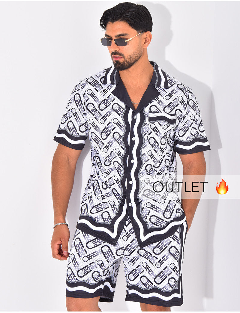 Ensemble short et chemise à motifs