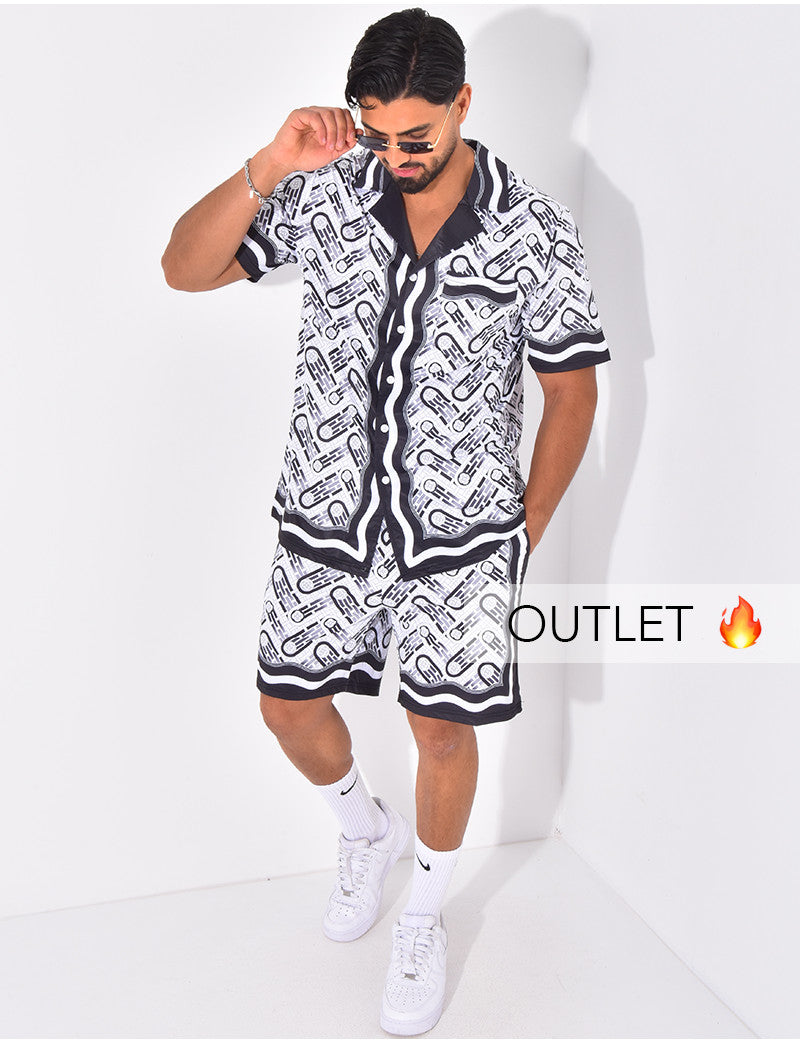 Ensemble short et chemise à motifs