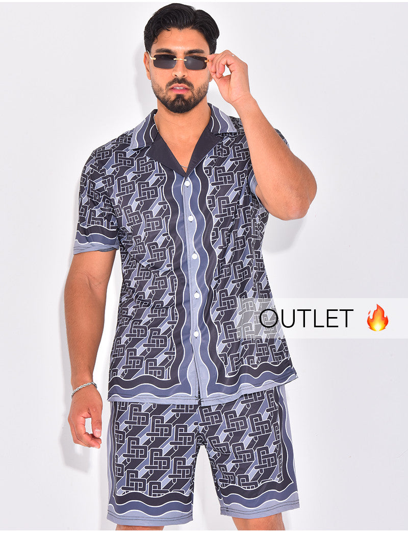 Ensemble short et chemise à motifs