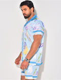 Ensemble short et chemise à motifs