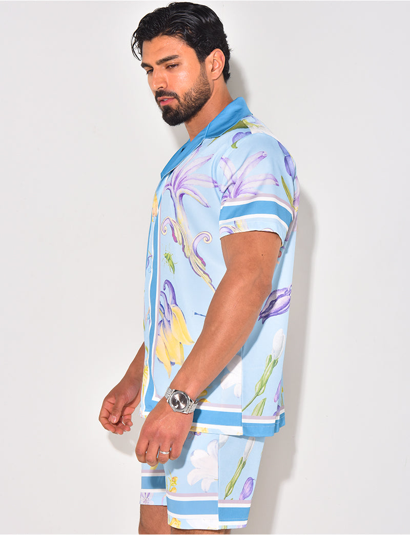 Ensemble short et chemise à motifs