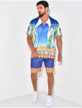 Ensemble short et chemise à motifs