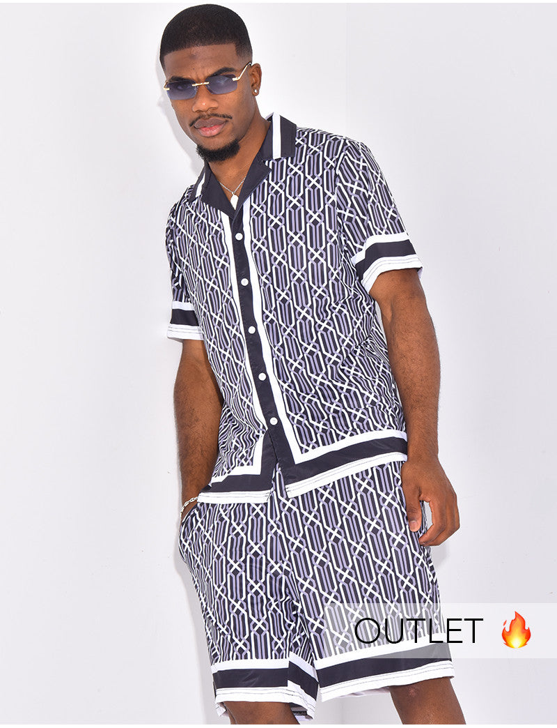 Ensemble short et chemise à motifs