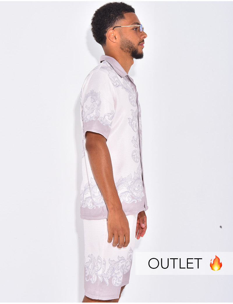 Ensemble short et chemise à motifs