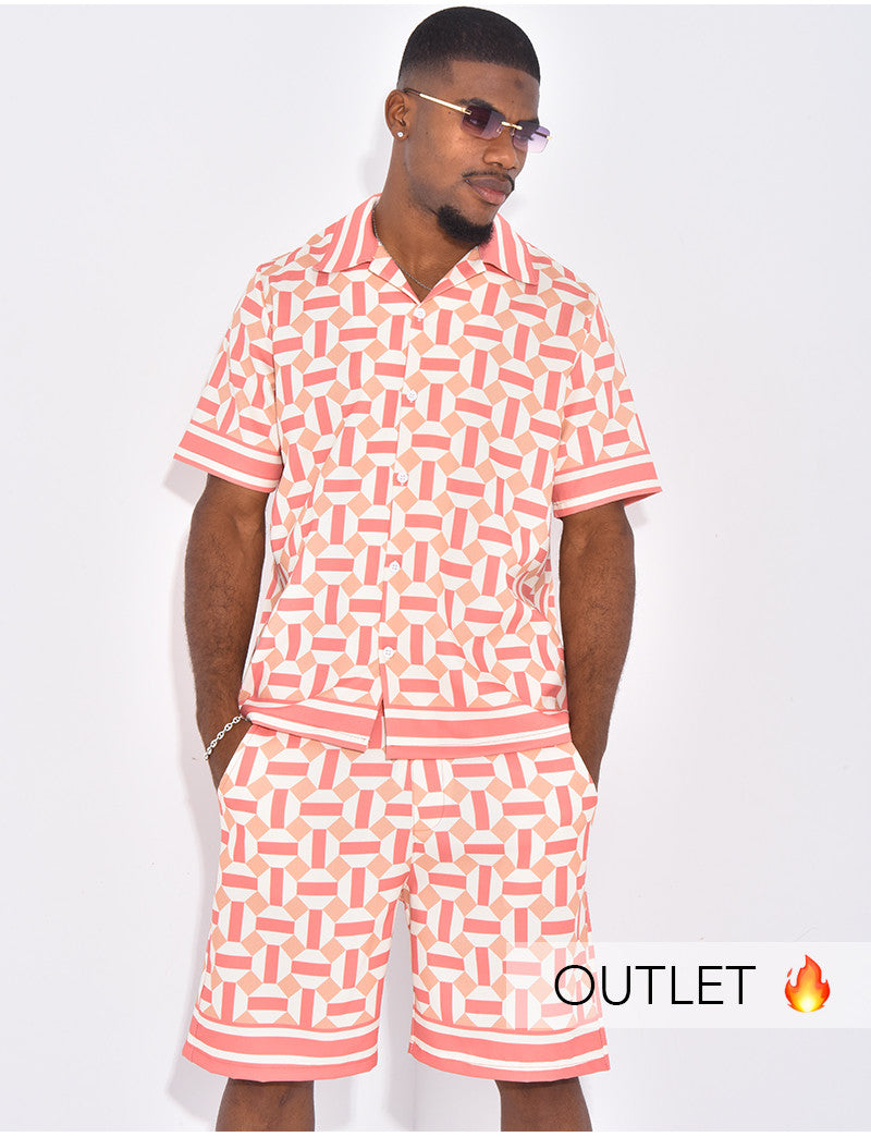Ensemble short et chemise à motifs