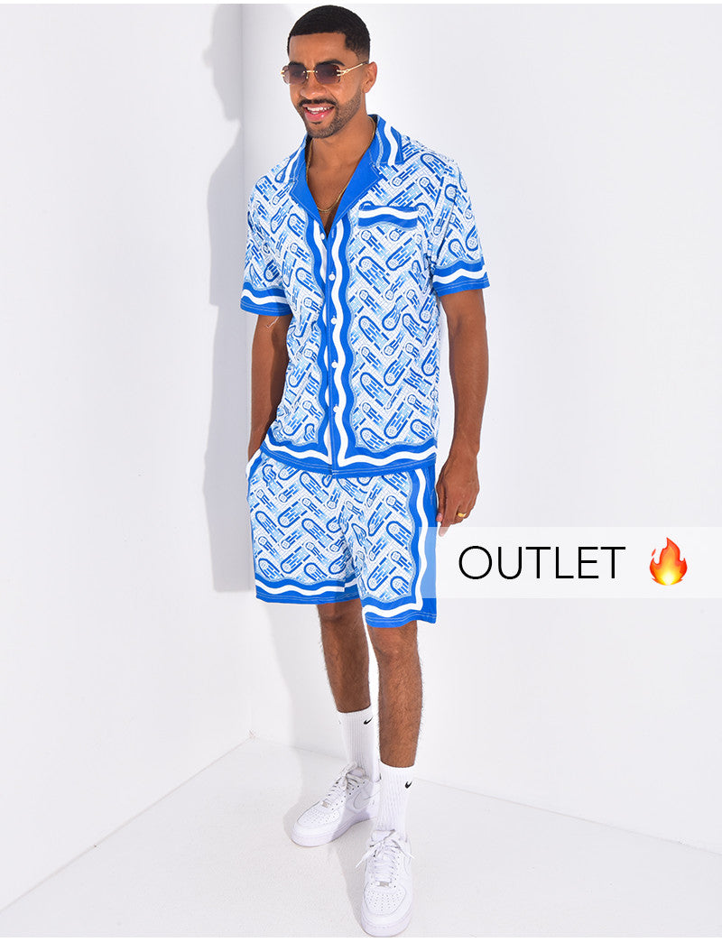 Ensemble short et chemise à motifs