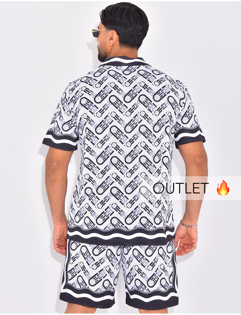 Ensemble short et chemise à motifs
