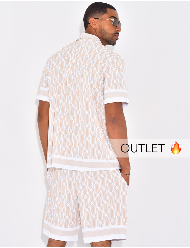 Ensemble short et chemise à motifs