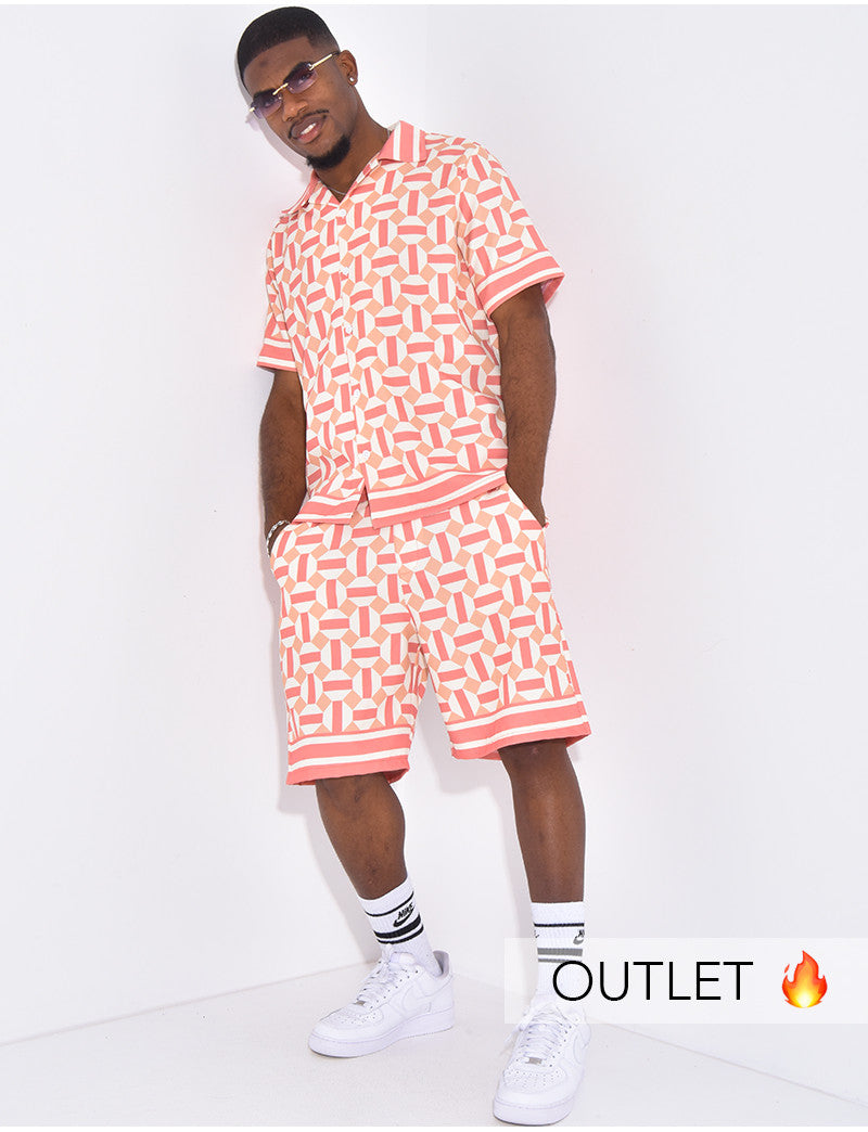 Ensemble short et chemise à motifs