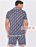 Ensemble short et chemise à motifs