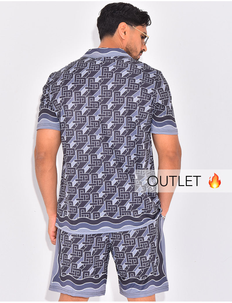 Ensemble short et chemise à motifs