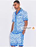 Ensemble short et chemise à motifs