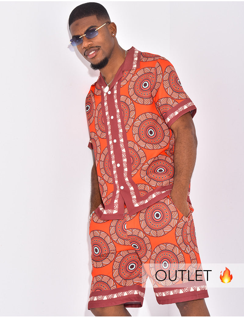 Ensemble short et chemise à motifs