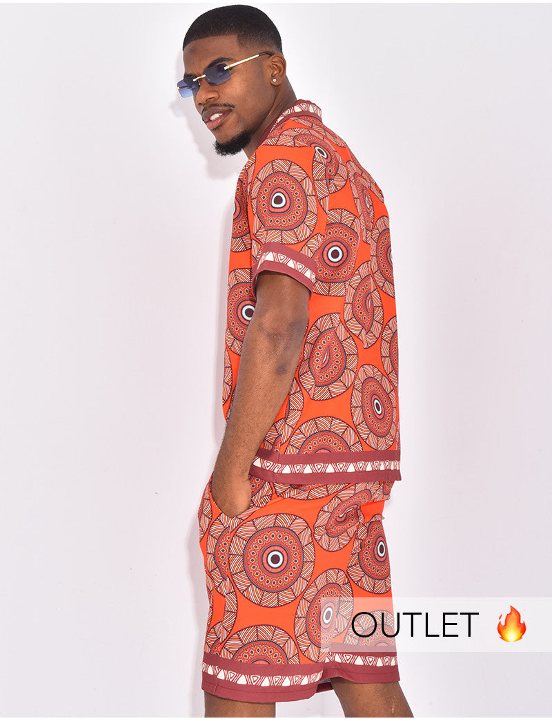 Ensemble short et chemise à motifs