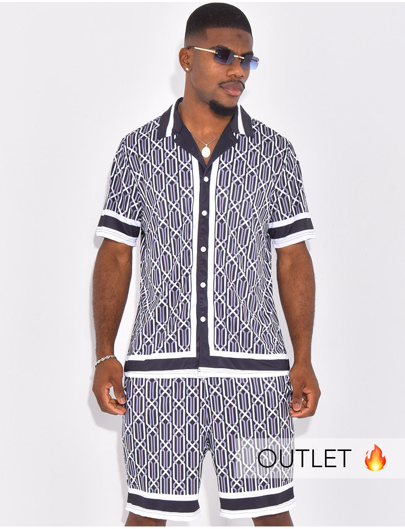 Ensemble short et chemise à motifs