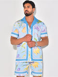 Ensemble short et chemise à motifs