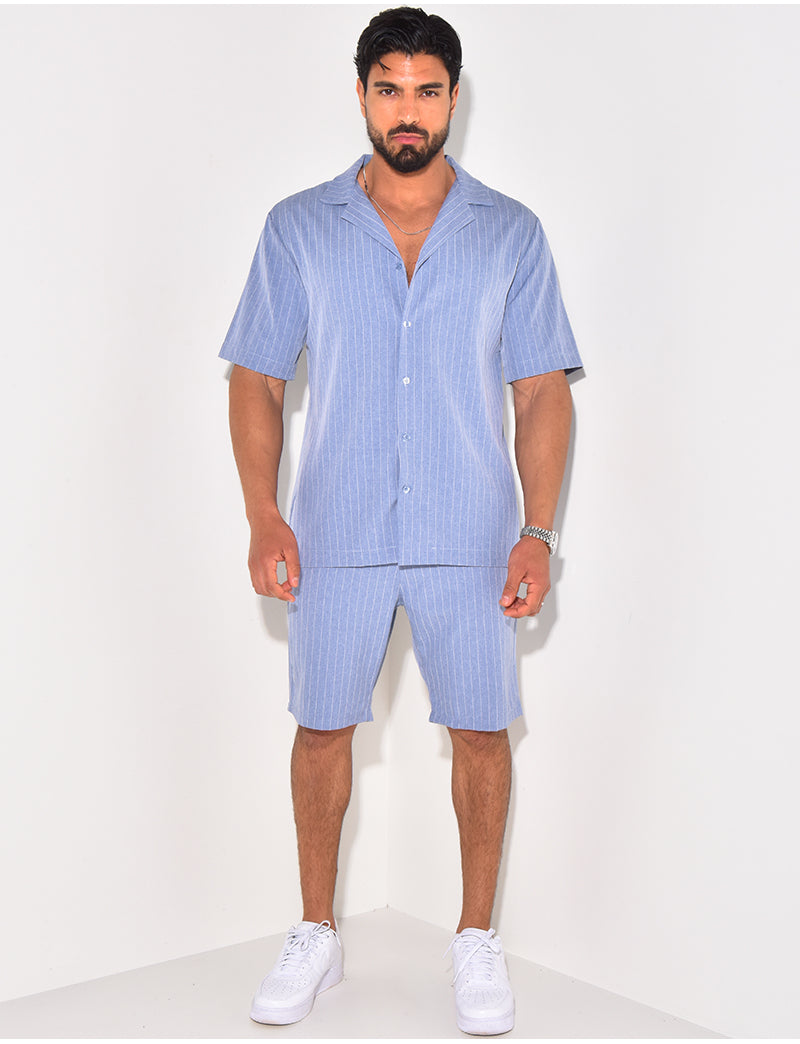 Ensemble short et chemise à rayures