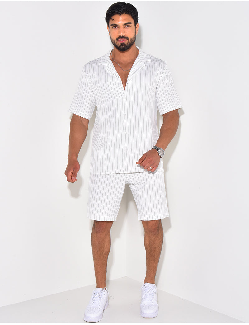 Ensemble short et chemise à rayures