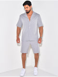 Ensemble short et chemise à rayures