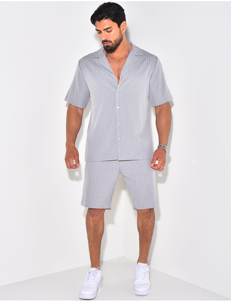 Ensemble short et chemise à rayures